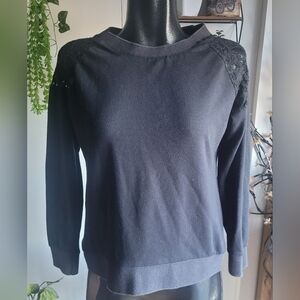 Verve Ami Black Sweater with Lace Detailed Shoulders M